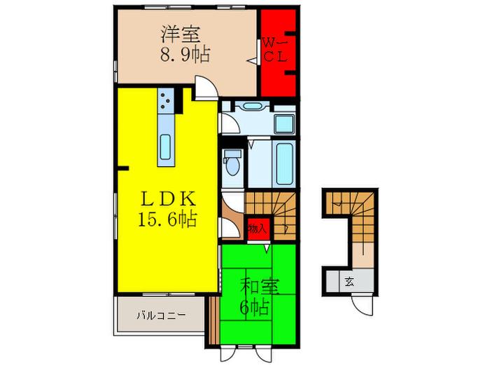 グランチュイールA棟(2LDK/2階)の間取り写真