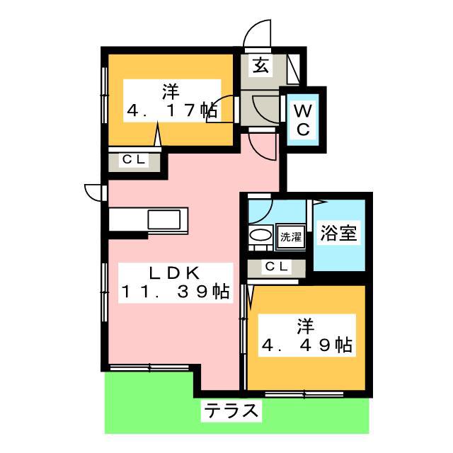 LUMIERE(2LDK/1階)の間取り写真