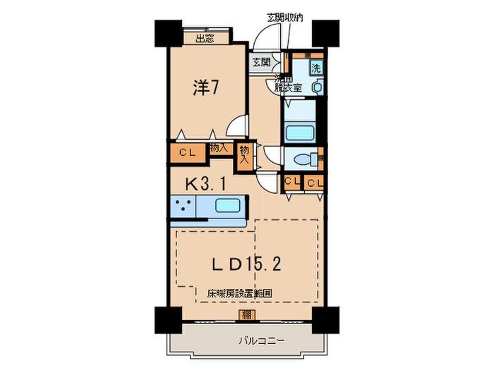 品川シーサイドビュータワー1(1LDK/12階)の間取り写真