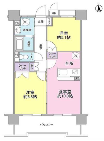 KDXレジデンス上北沢(2LDK/5階)の間取り写真