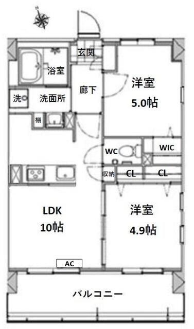 エスペランサマンション(2LDK/5階)の間取り写真