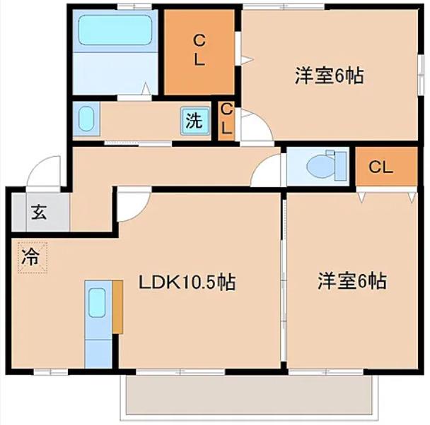 ベルドミール(2LDK/1階)の間取り写真