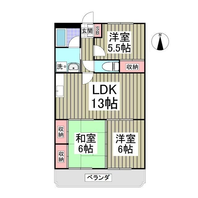メゾンソレイユ(3LDK/3階)の間取り写真