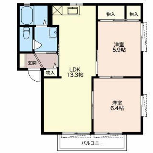 サンモール牧野B(2LDK/2階)の間取り写真