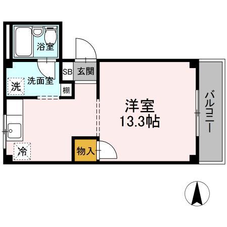 マルベリーハイツ(ワンルーム/2階)の間取り写真