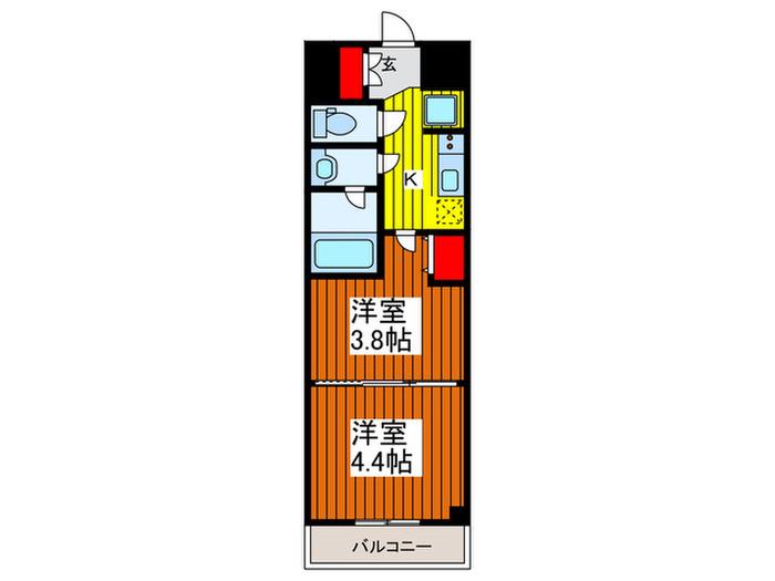 ケリア川口(2K/5階)の間取り写真