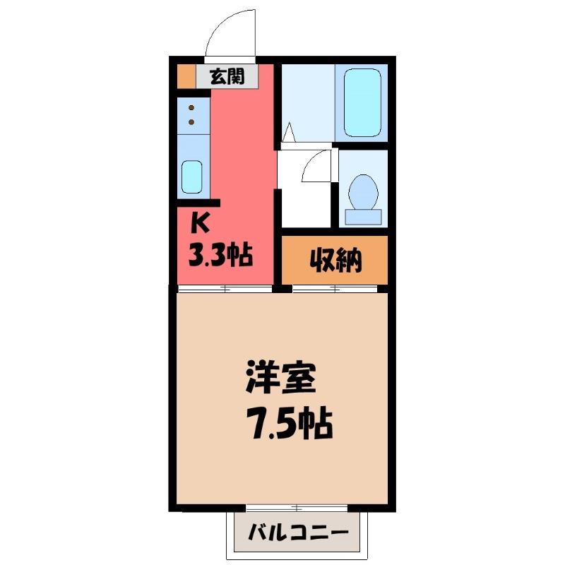 ルネックス(1K/1階)の間取り写真