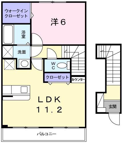 ビサイド・シーII(1LDK/2階)の間取り写真