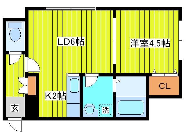 ノースウィル231(1LDK/2階)の間取り写真