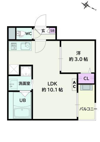 JACK UNOKII(1LDK/1階)の間取り写真