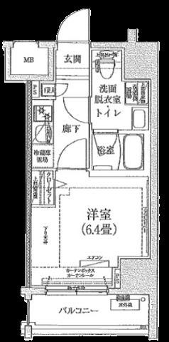 アイルヨコハマ関内(1K/8階)の間取り写真