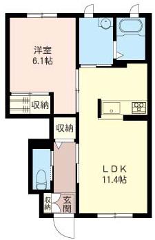 サンクレセオ大倉山(1LDK/1階)の間取り写真