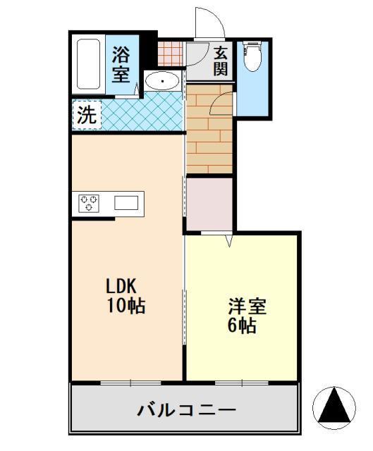 メゾン・ローズガーデン(1LDK/3階)の間取り写真