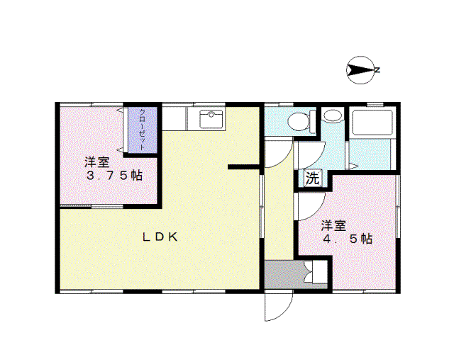 岸波マンション(2LDK/1階)の間取り写真