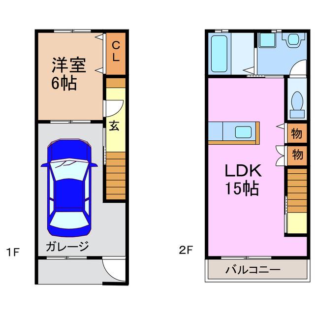 スクエア(1LDK/1階)の間取り写真