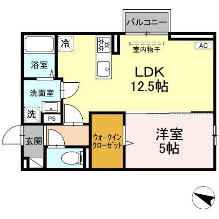 クリエ・ガーデン(1LDK/1階)の間取り写真