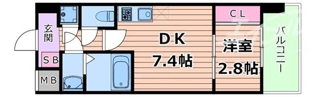 セレニテ江坂ミラク(1DK/6階)の間取り写真