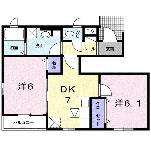 プロムナード・A(2DK/1階)の間取り写真