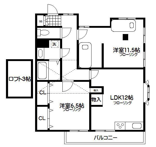 TAKAHASHIフラッツ(2LDK/1階)の間取り写真