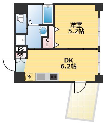 LAULEA姫島(1LDK/4階)の間取り写真