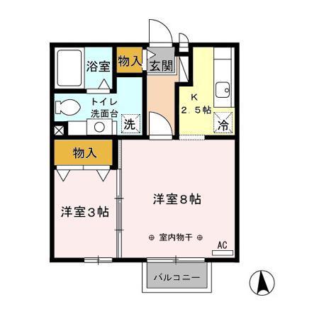 パークコートホーム(2K/1階)の間取り写真