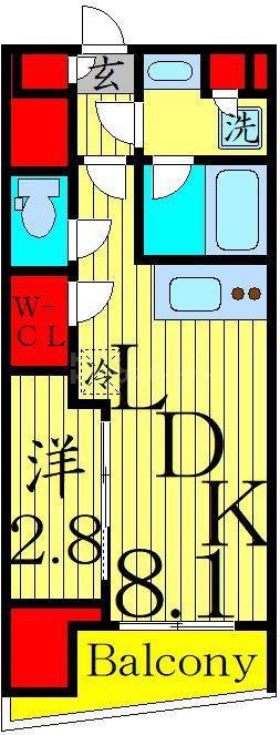 レジディア亀戸プレイス(1LDK/9階)の間取り写真