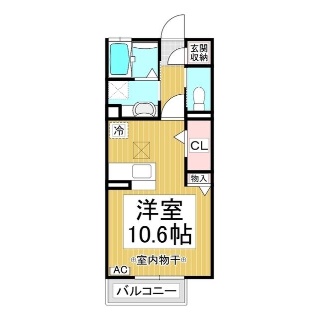 ブライト・フルール(ワンルーム/1階)の間取り写真