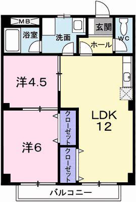 パルネット蓼野(2LDK/2階)の間取り写真
