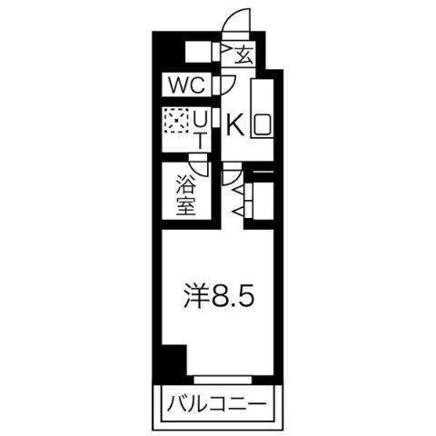 リシュドール名駅南(1K/15階)の間取り写真