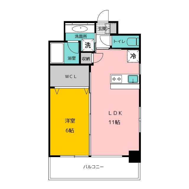 ベーシックビル博多(1LDK/5階)の間取り写真