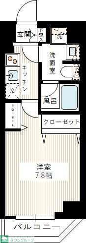REALIZE蒲田II(1K/4階)の間取り写真