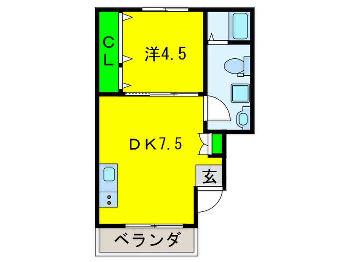 アクアコート玉出(1DK/2階)の間取り写真