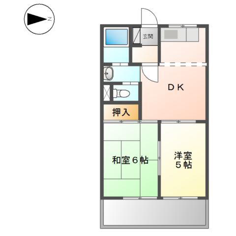 エンドレスASANO(2DK/2階)の間取り写真