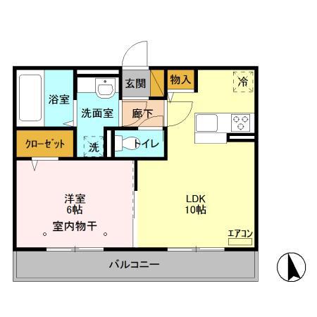 フィーカ アパルフェ(1LDK/2階)の間取り写真