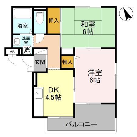 アーバンライフフミ(2DK/2階)の間取り写真