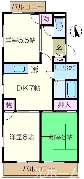 ラポールMT(3DK/1階)の間取り写真