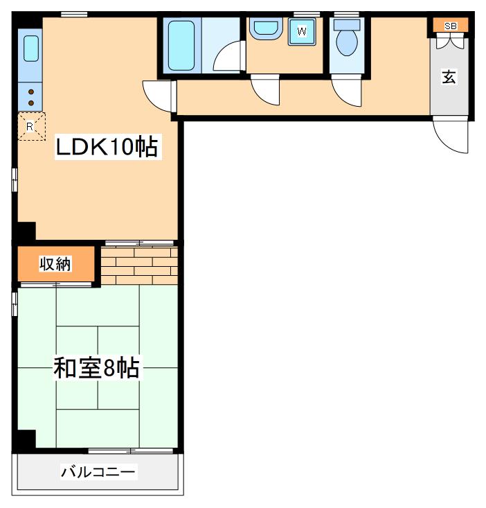 金子ビル(1LDK/2階)の間取り写真