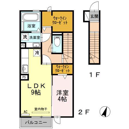 ペネトラーレ(1LDK/2階)の間取り写真