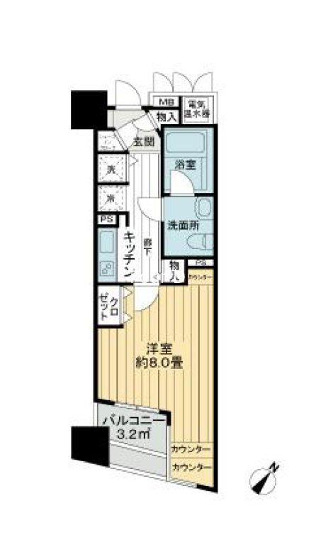 ブロードシティ東京(1K/6階)の間取り写真