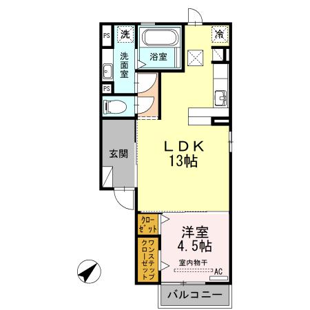 サニーホーム中花(1LDK/1階)の間取り写真