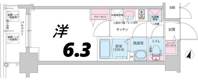 プレサンスブルーム東三国(1K/3階)の間取り写真