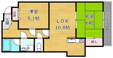 グリュイエール野田(2LDK/2階)の間取り写真