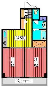 立山ハイツ(2K/4階)の間取り写真