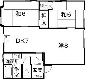 フレグランス B棟(3DK/1階)の間取り写真