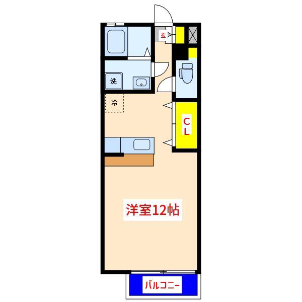 宝ハイツ(ワンルーム/2階)の間取り写真