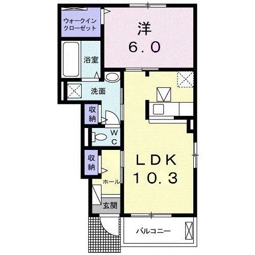 ラマニアII(1LDK/1階)の間取り写真
