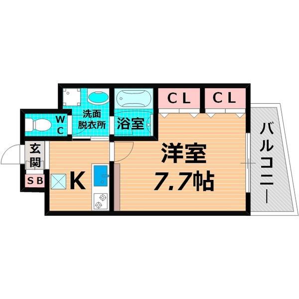 オマージュA(1K/7階)の間取り写真