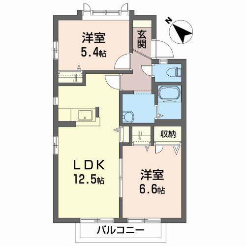 きぼうメゾンN(2LDK/2階)の間取り写真