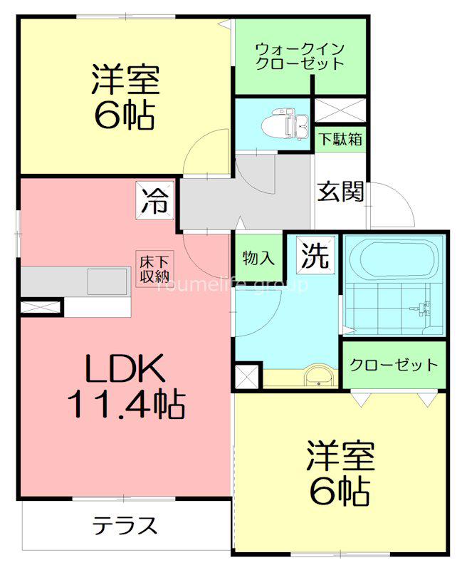 ショコラコート I(2LDK/1階)の間取り写真