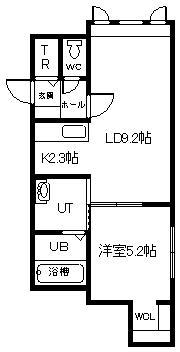 オーベル富良野(1LDK/1階)の間取り写真